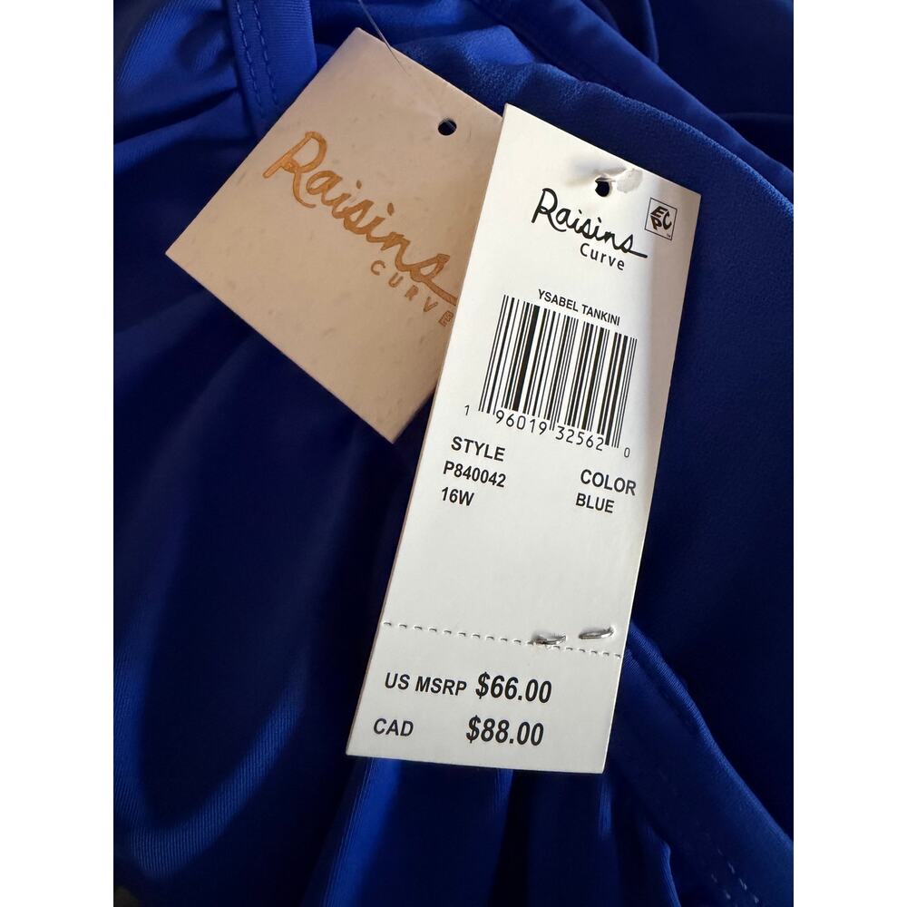 New Raisins blue ruffle one shoulder tankini top size 16 W - Picture 2 of 2